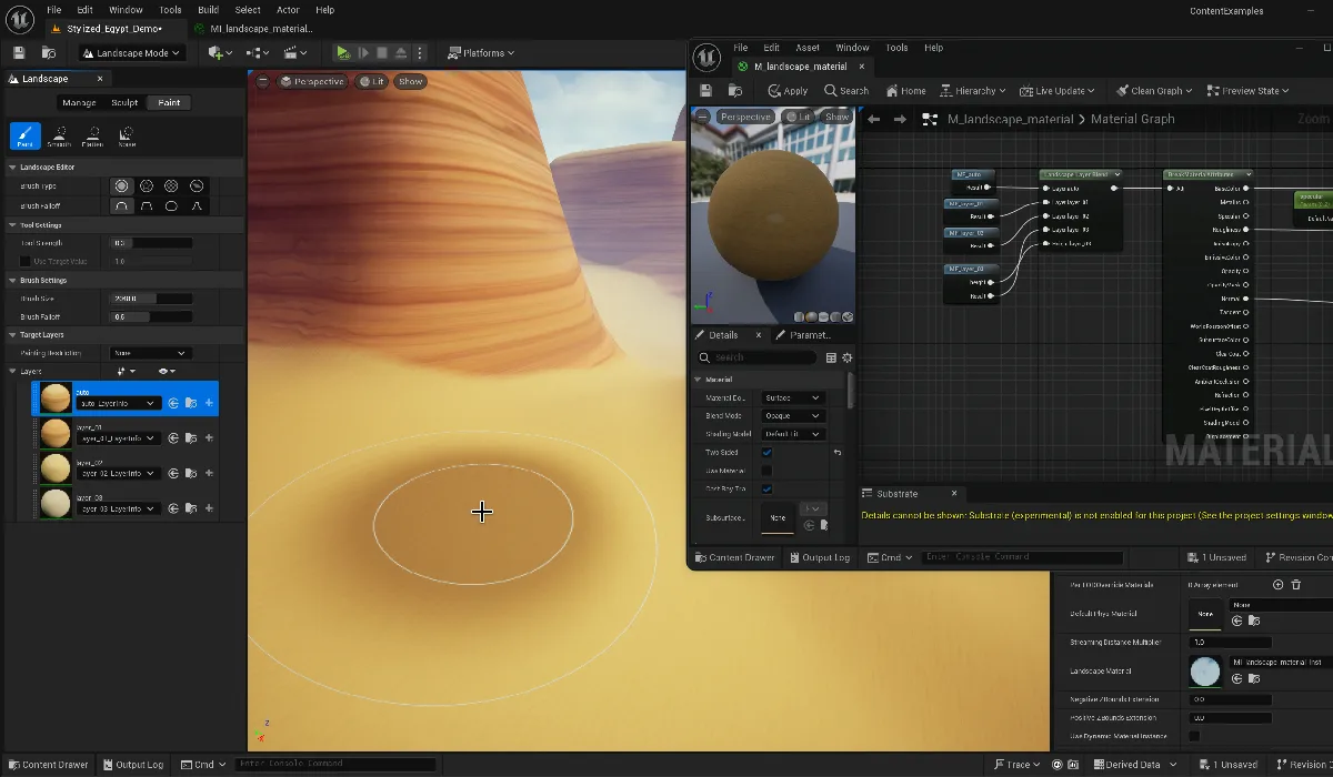 Landscape Material with LandscapeLayerBlend node