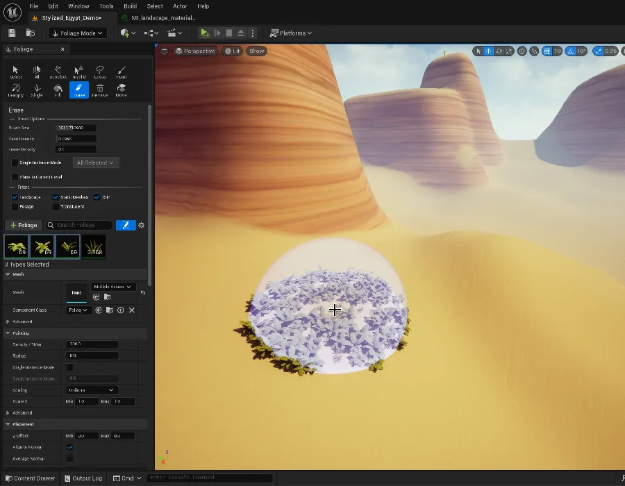 Foliage Mode panel and tools