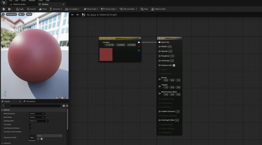 Simple red material node graph
